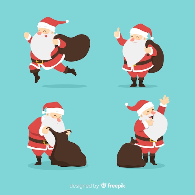 Flat design santa claus character collection