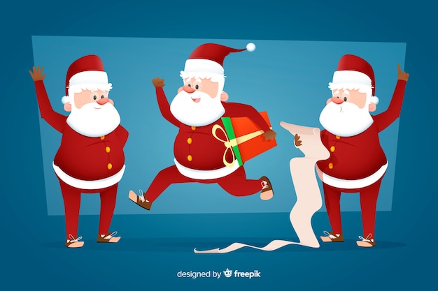 Free Vector flat design santa claus character collection