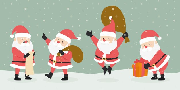 Flat design santa claus character collection