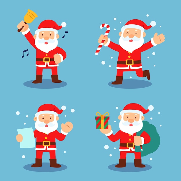 Flat design santa claus character pack