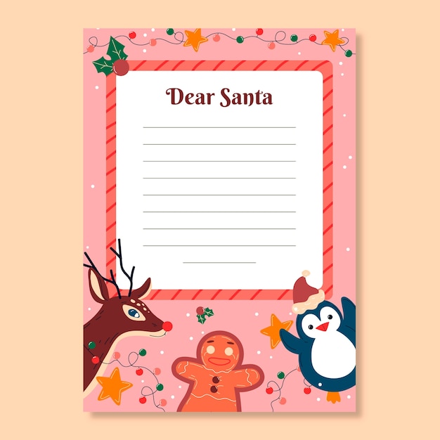 Flat design santa letter template