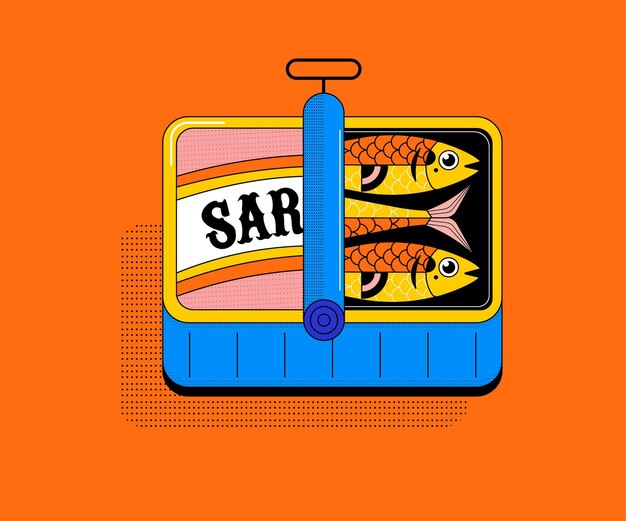 Flat design sardine illustration