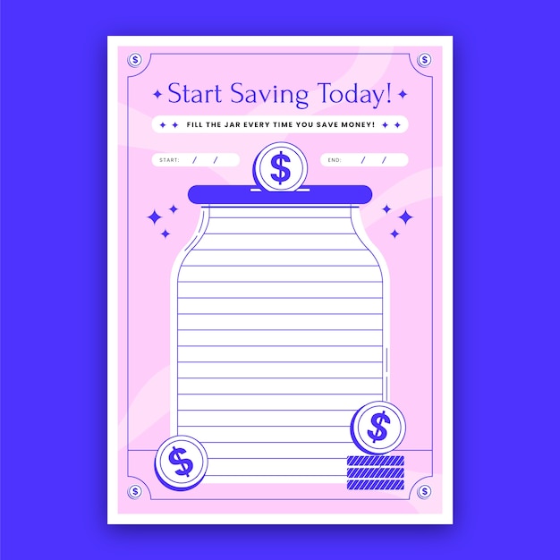 Flat design savings challenge template