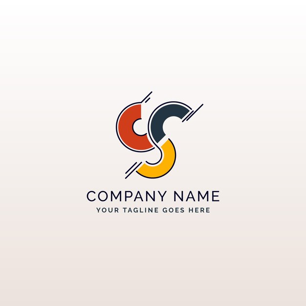 Flat design sc or cs logo template