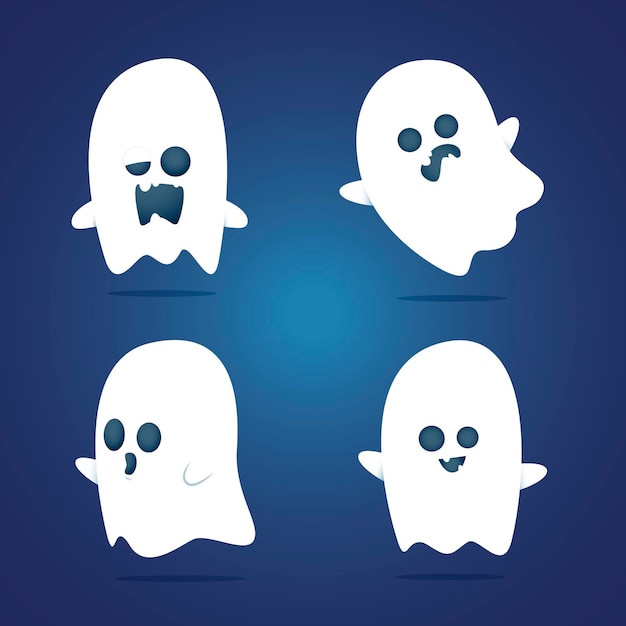 Free Vector flat design scary halloween ghost collection