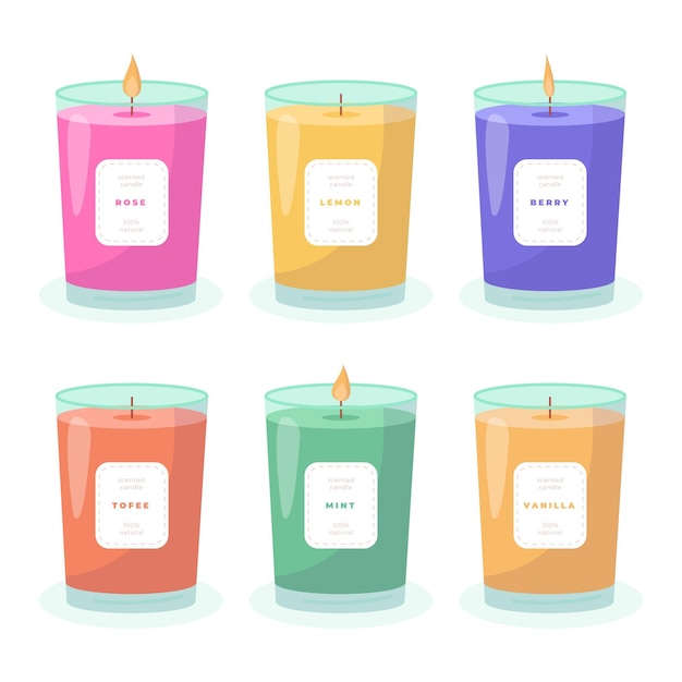 Flat design scented candle pack