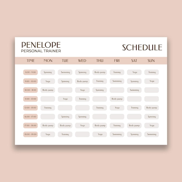 Flat design schedule template