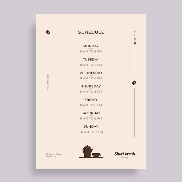 Free Vector flat design schedule template