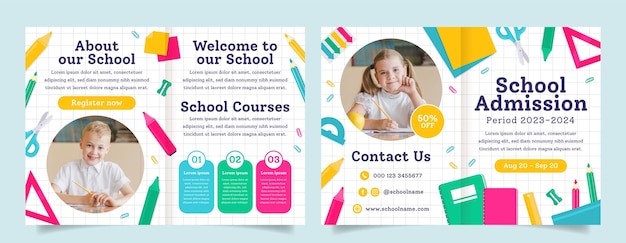 Flat design school admission brochure