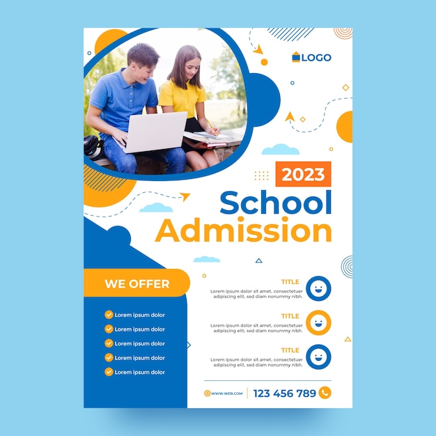 Free Vector flat design school admission poster