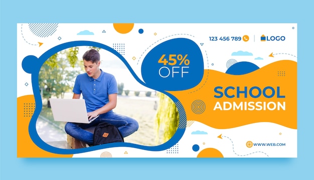 Free Vector flat design school admission sale banner