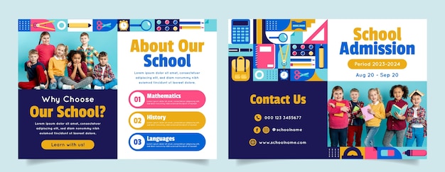 Flat design school admission template