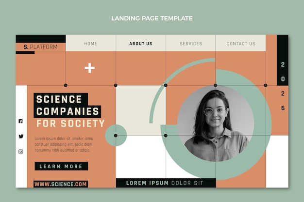 Flat design science companies landing page