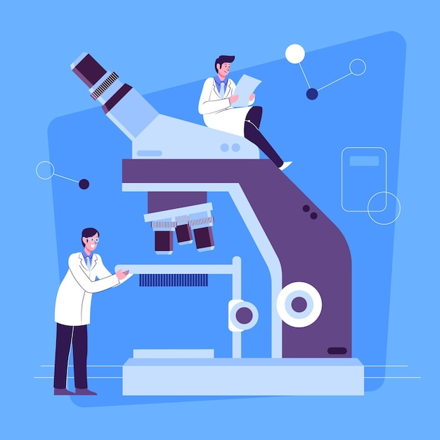 Free vector flat design science concept with microscope