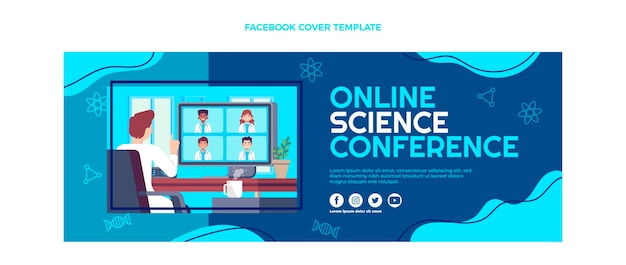 Flat design science conference facebook cover