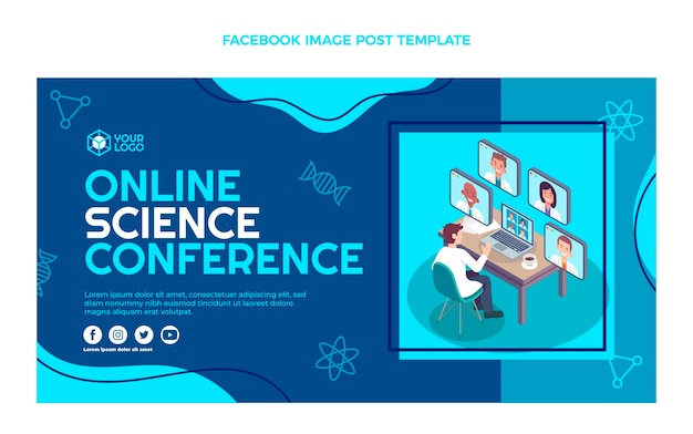 Flat design science conference facebook post