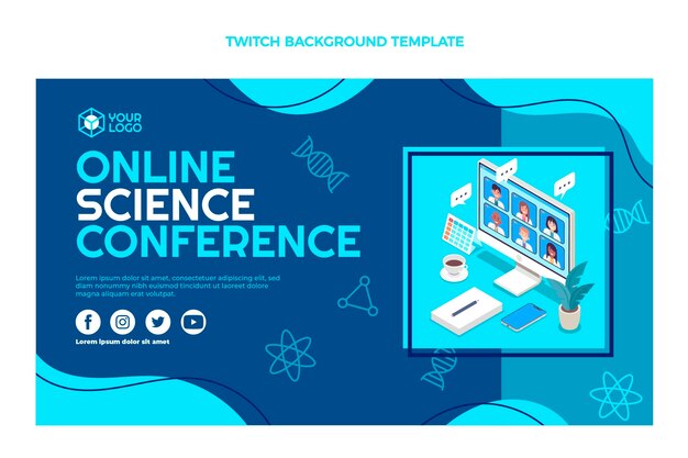 Flat design science conference twitch background