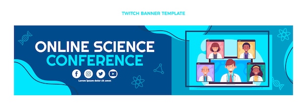 Flat design science conference twitch banner