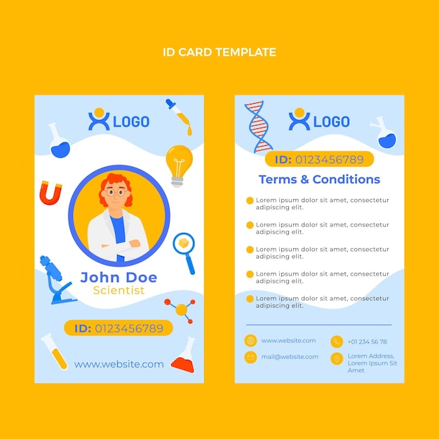 Flat design science id card