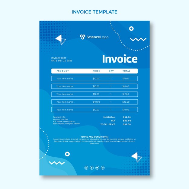 Flat design science invoice template