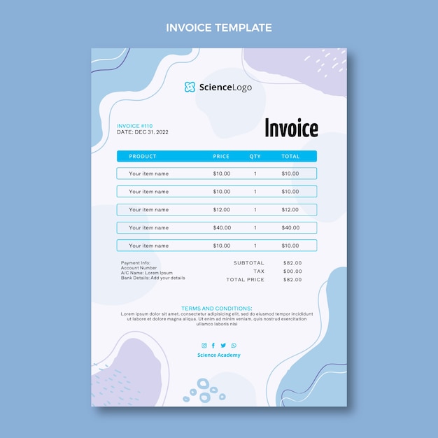 Flat design science invoice template