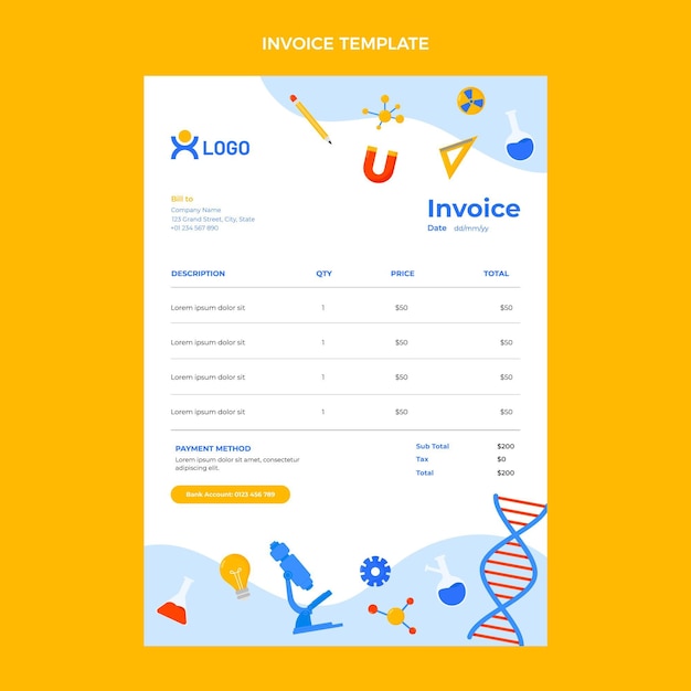 Flat design science invoice