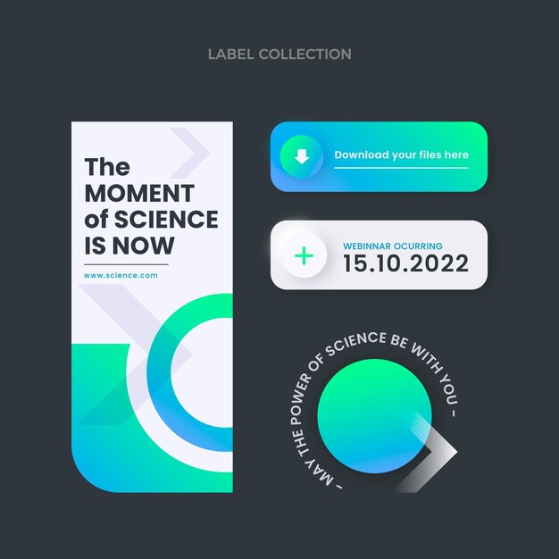 Flat design science label set