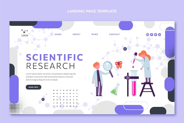 Flat design science landing page template