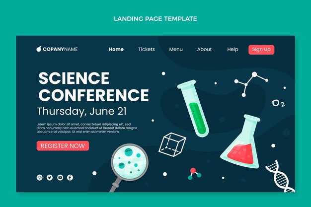 Flat design science landing page template