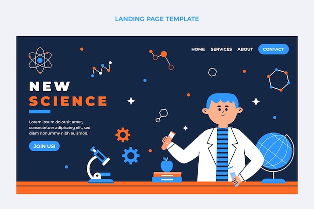 Flat design science landing page