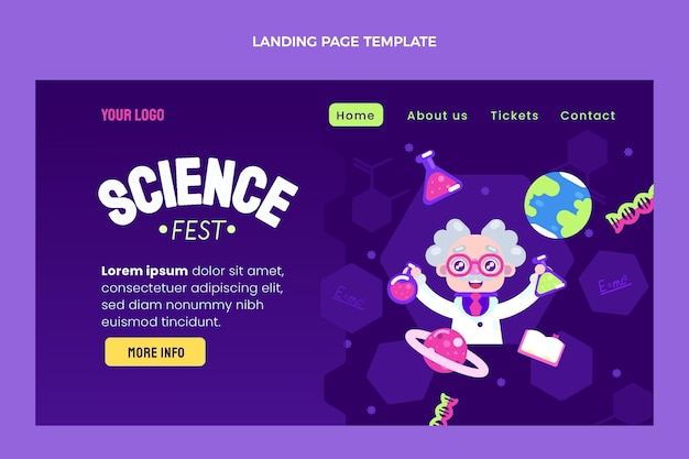 Free vector flat design science landing page