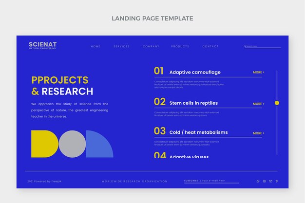 Flat design science landing page