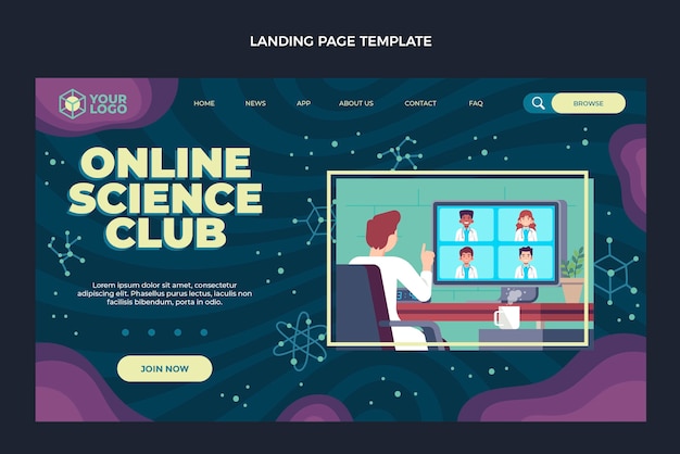 Flat design science landing page