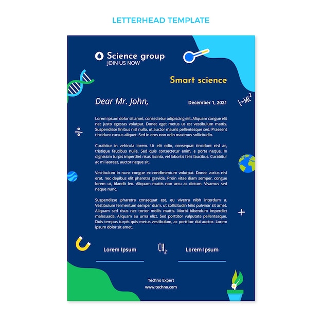 Flat design science letterhead template