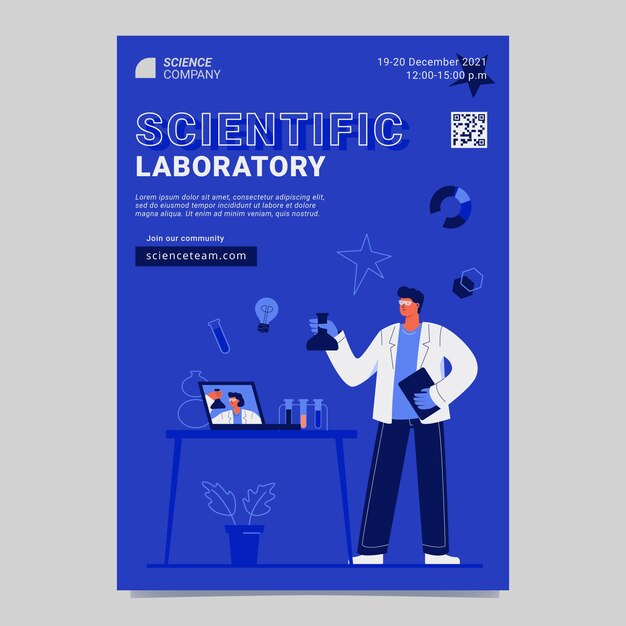 Flat design science poster template