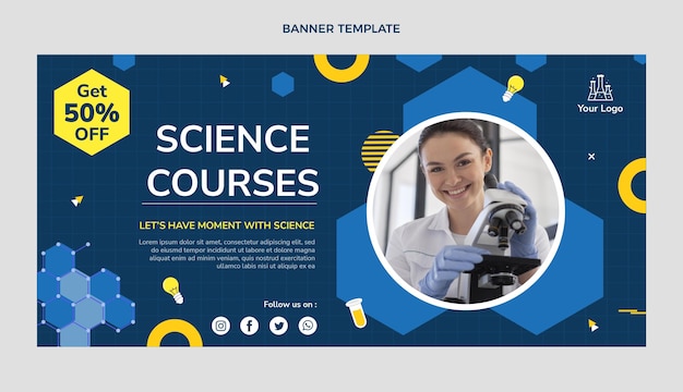 Flat design science sale banner template