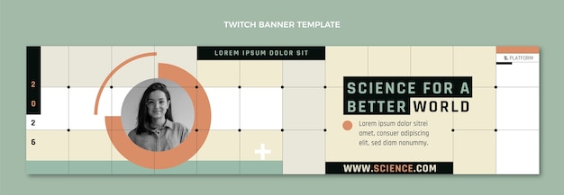 Flat design science twitch banner