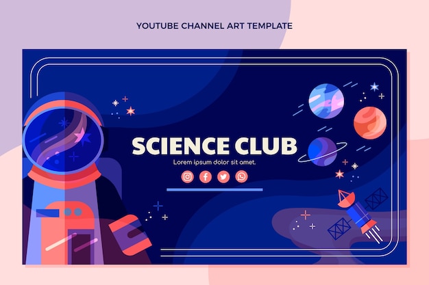 Free Vector flat design science youtube channel art