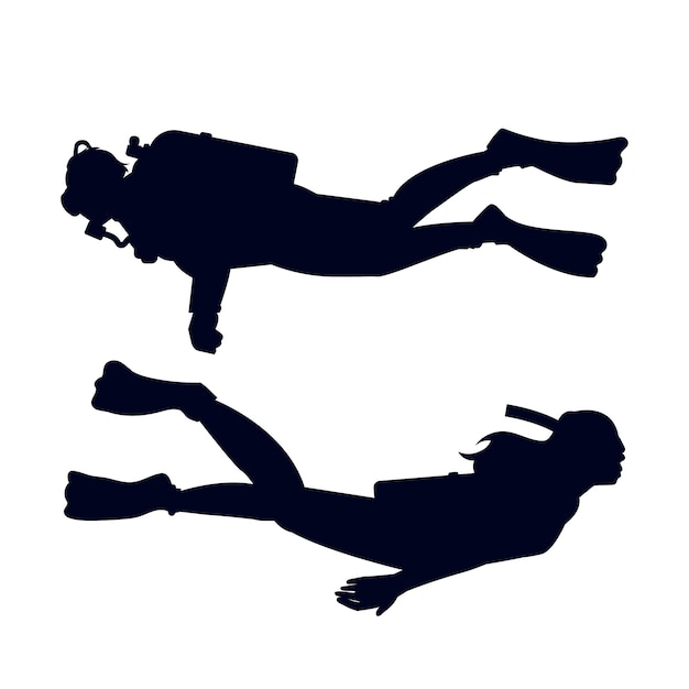 Free vector flat design scuba diver silhouette illustration