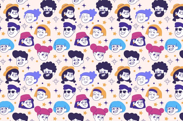 Flat design seamless group of people wallpaper