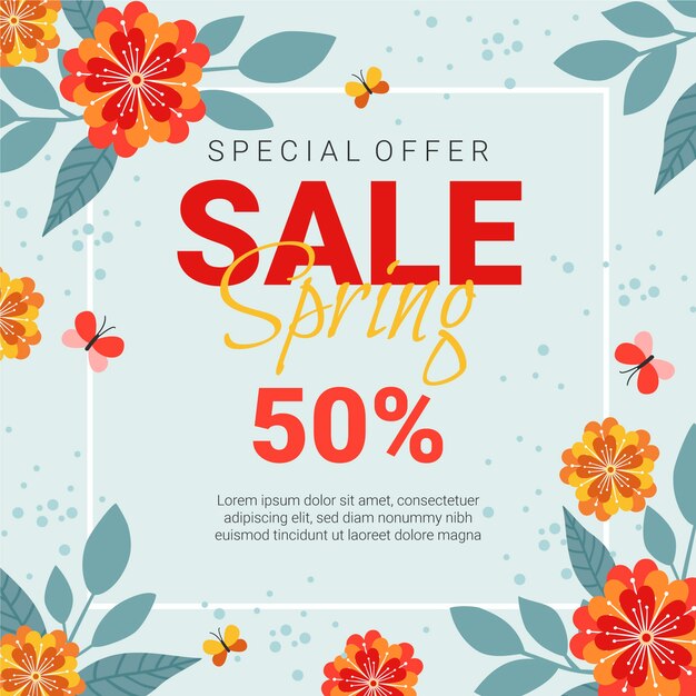 Flat design seasonal spring sale theme