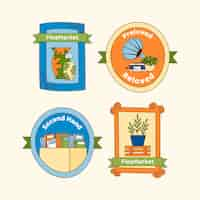 Free vector flat design second-hand flea market labels