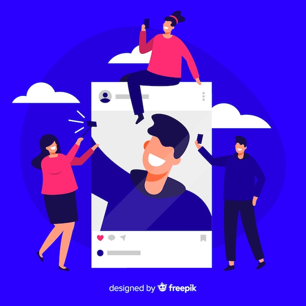 Flat design self photo concept