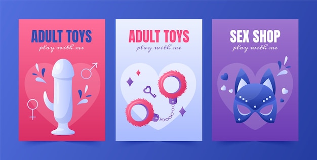 Free Vector flat design sex toys cards set