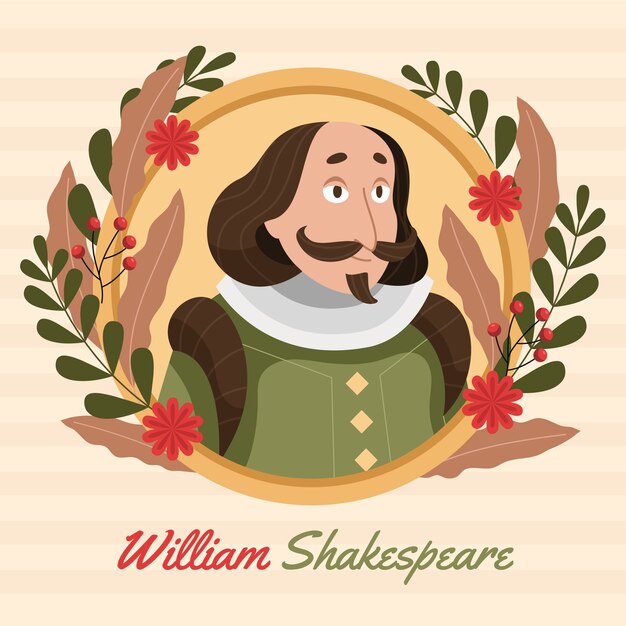 Flat design shakespeare illustration