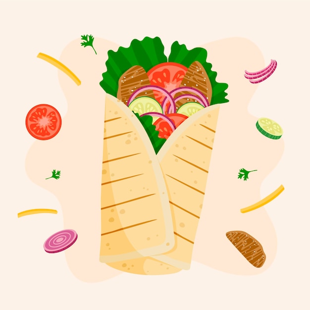 Flat design shawarma illustration