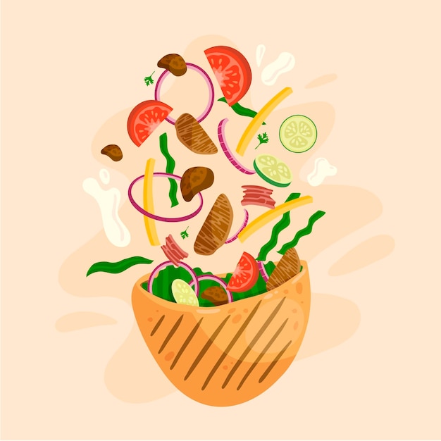 Flat design shawarma illustration