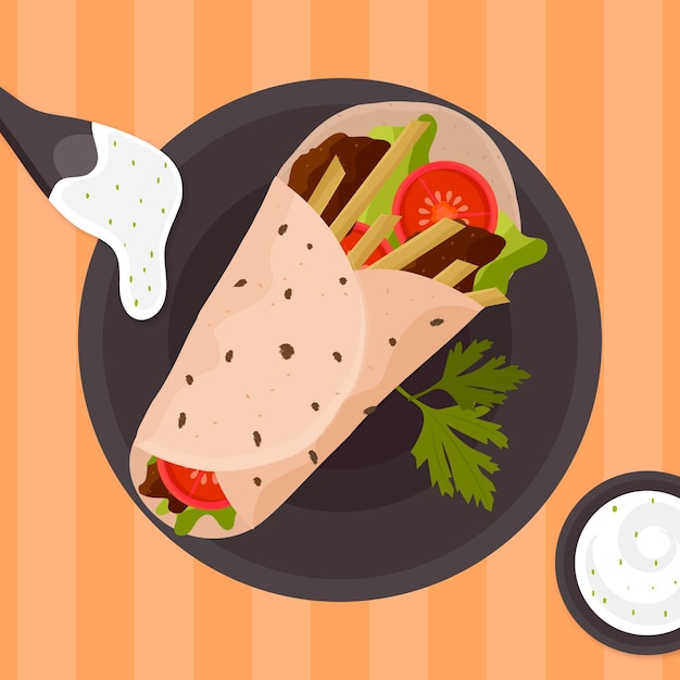 Free Vector flat design shawarma illustration