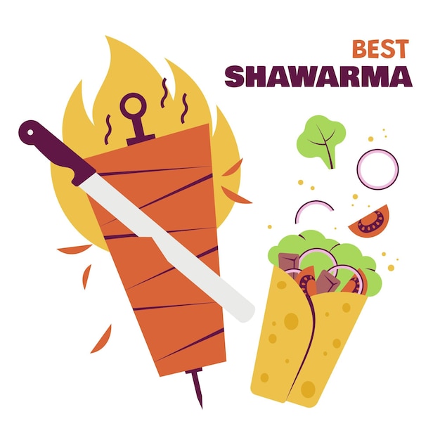 Flat design shawarma illustration