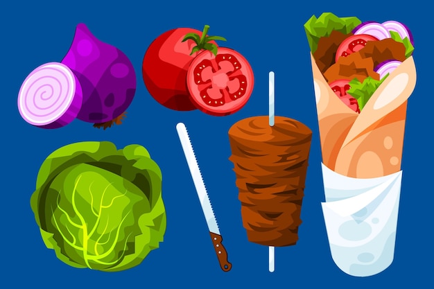 Flat design shawarma illustration